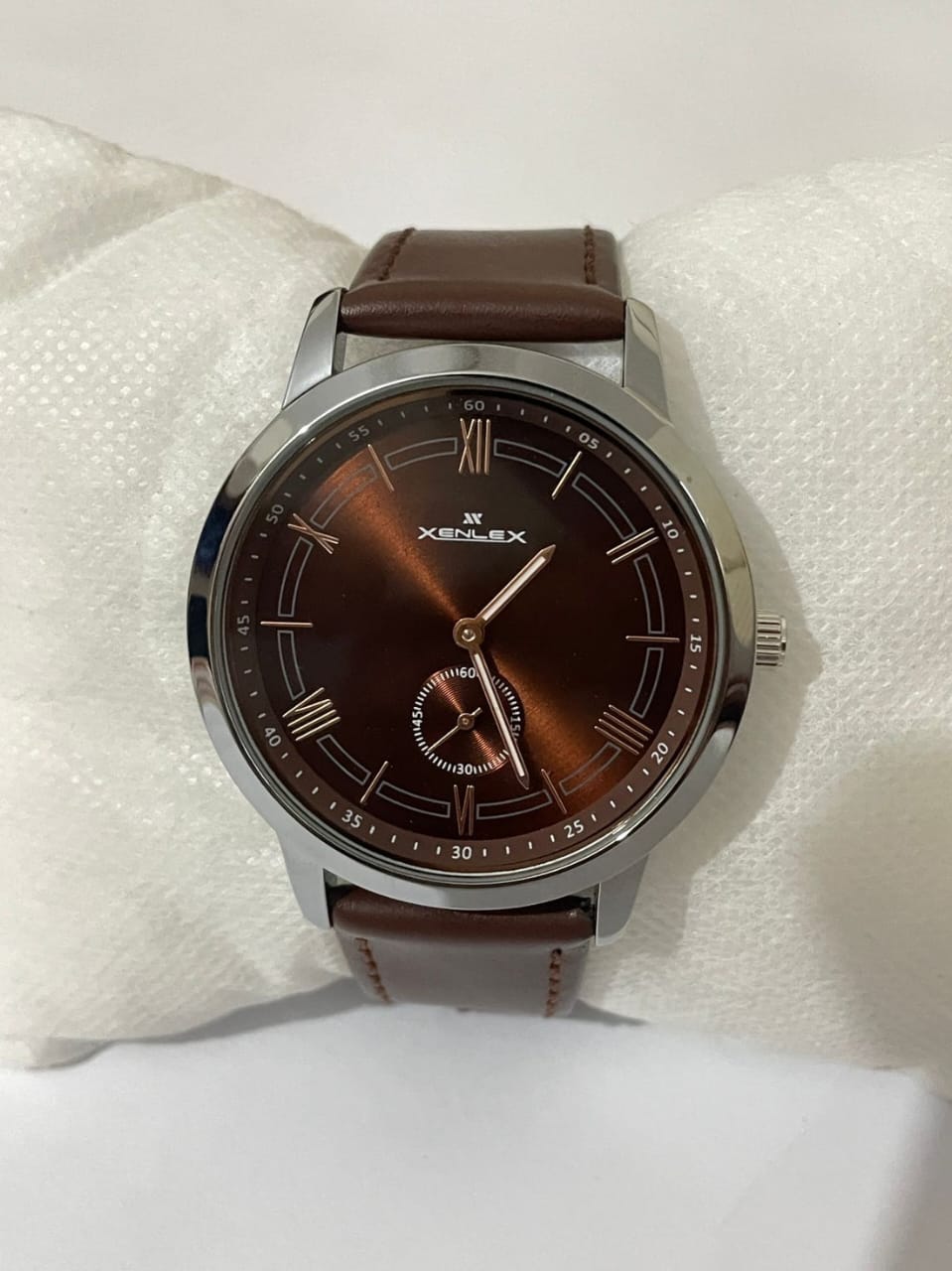 Felix Time Men's Analog Watch with Brown Leather Strap (XENLEX Dial)