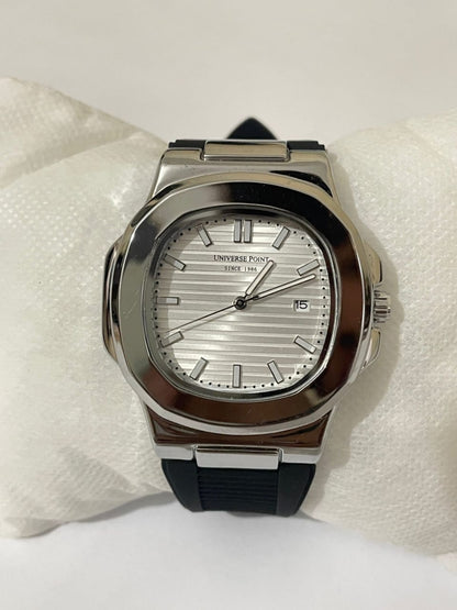 Universe Point Men's Watch - Stainless Steel Case, Rubber Strap
