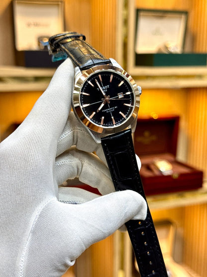 Tissot Gentleman Powermatic 80 Silicium – Sunray Dial with Leather Strap