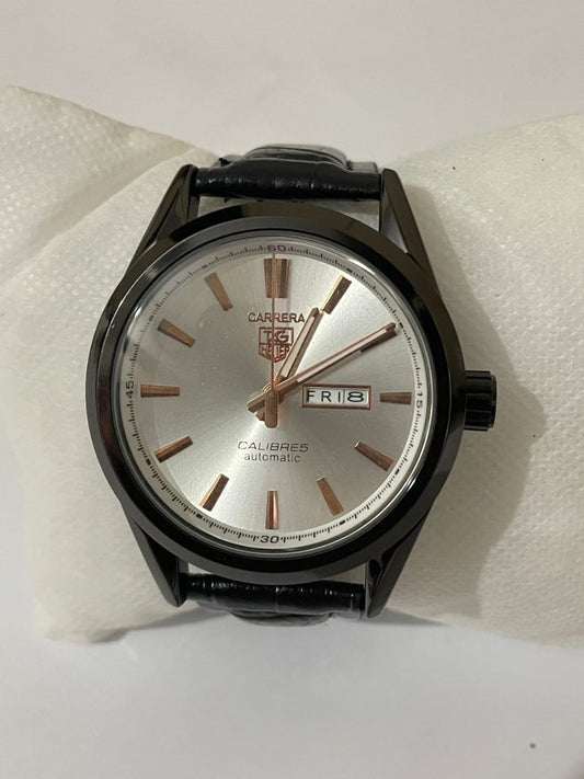 TAG Heuer Carrera Calibre 5 Automatic Men’s Watch – Black Dial with Croc-Embossed Leather