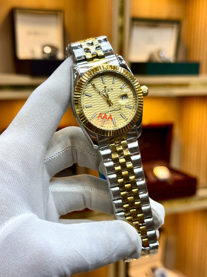 Men’s Luxury Gold Jubilee Bracelet Watch – Fluted Bezel & Date Display